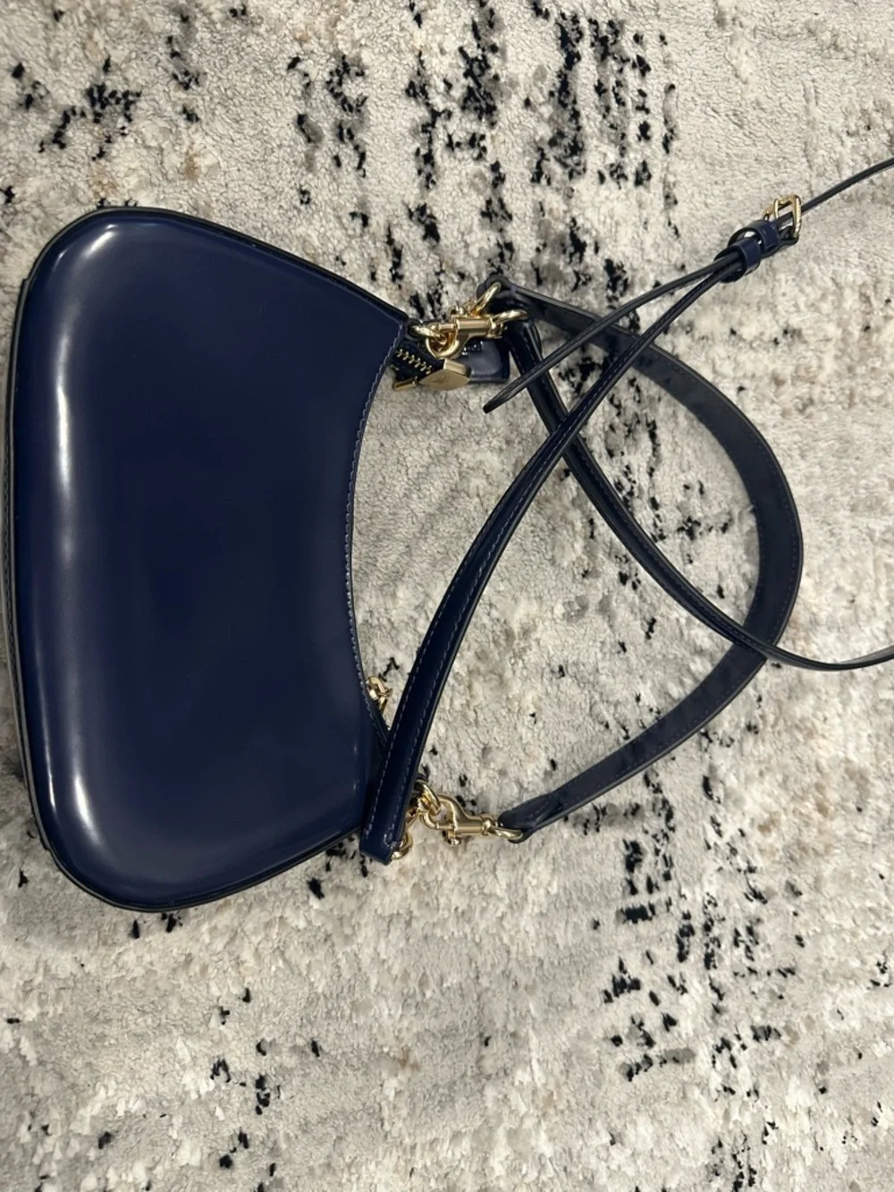 Coach Navy Patent Leather Mini Hobo Crossbody with Gold Hardware - Picture 2 of 5